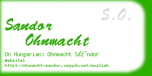sandor ohnmacht business card
